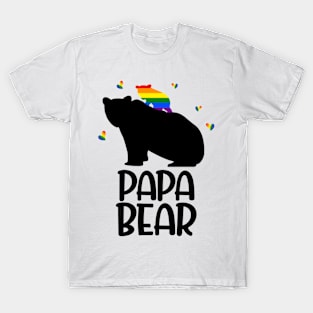 LGBT Dad Papa Bear Fathers Gift Rainbow T-Shirt